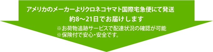 アメリカのメーカーよりクロネコヤマト国際宅急便にて発送